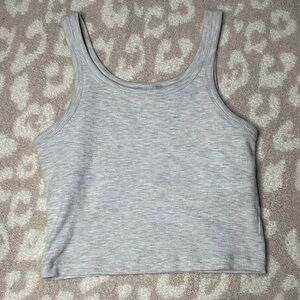 Women’s Grey Ribbed Tank Crop Top - Pink VS
